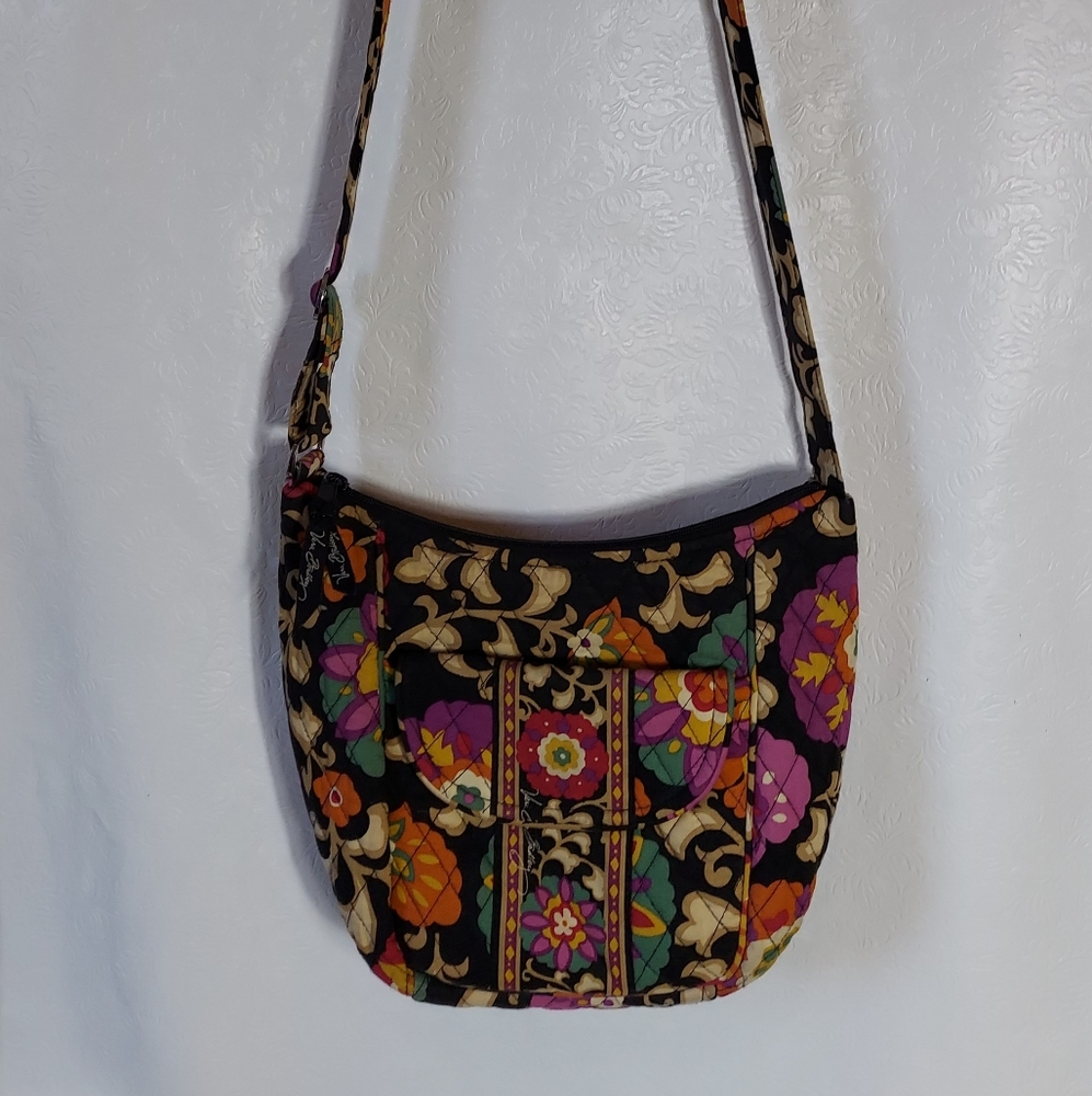 Vera Bradley Quilted Crossbody In Retired Suzani Print with adjustable strap